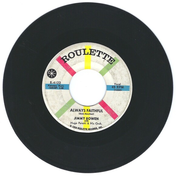 Jimmy Bowen 45 Always Faithful / Wish I Were Tied To You VG- '58 Teen Rock - Picture 1 of 2